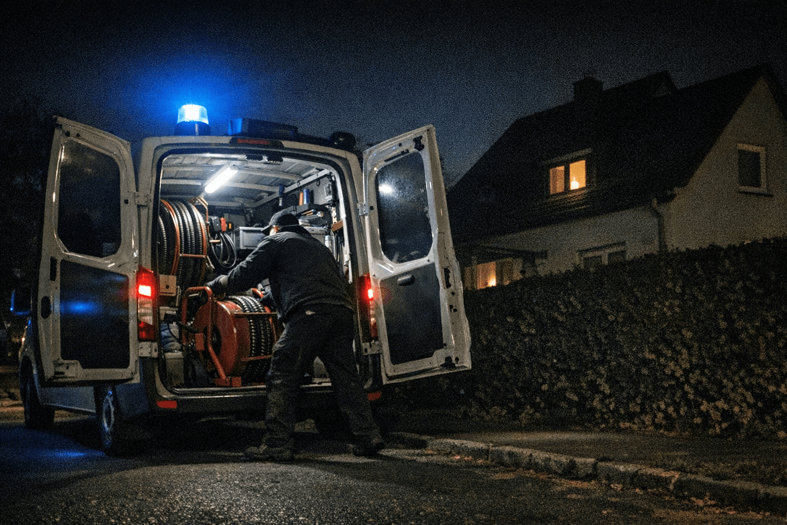 Servicetechniker bei der professionellen Rohrreinigung